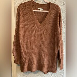 American Eagle Outfitters Warm Tan Oversized V-Neck Sweater